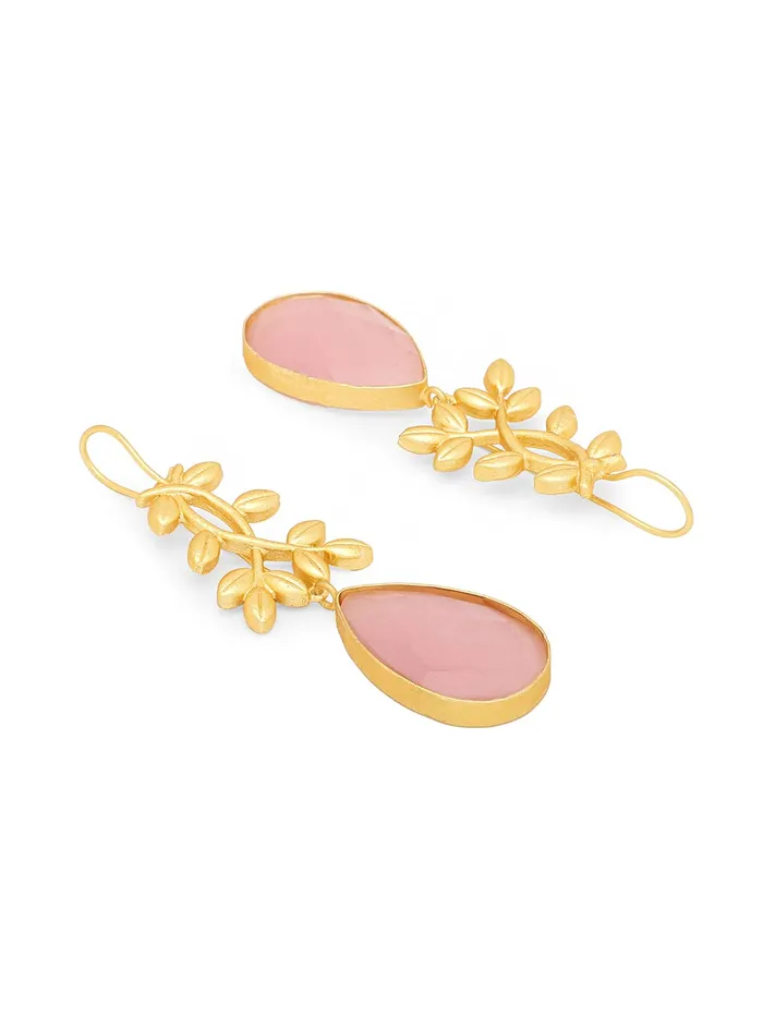 Yellow Chimes Rings Yellow Chimes Danglers Earrings for Women Traditional Gold Plated Studded Pink Stone Long Dangler Earrings for Women and Girls