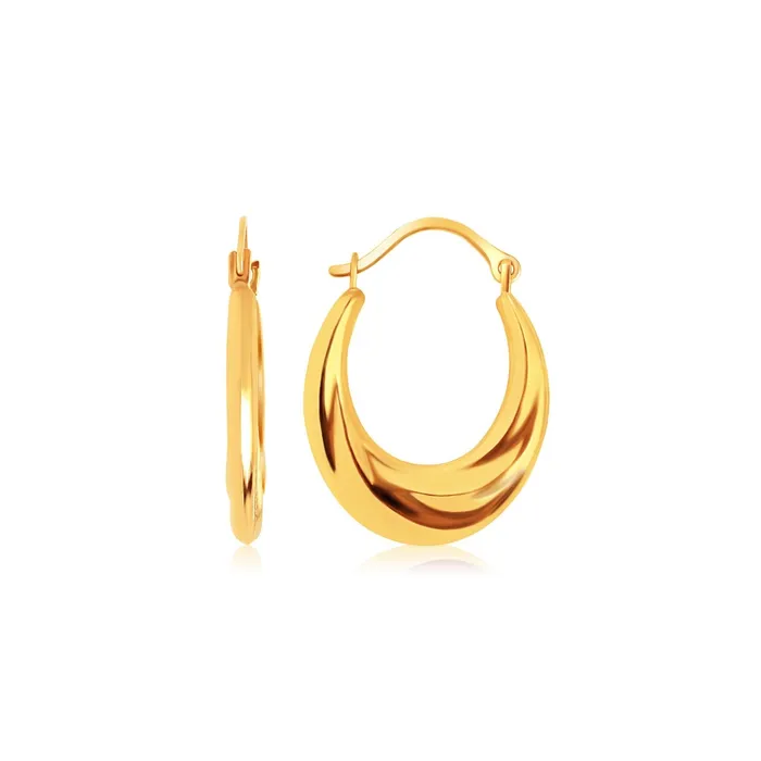 10k Yellow Gold Graduated Oval Hoop Earrings MayaMila Earrings