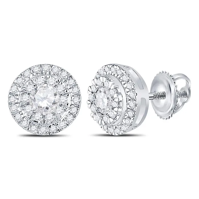 10kt White Gold Womens Round Diamond Circle Cluster Stud Earrings 12 Cttw mayamila Earrings 10kt White Gold Womens Round Diamond Circle Cluster Stud Earrings 12 Cttw mayamila Earrings