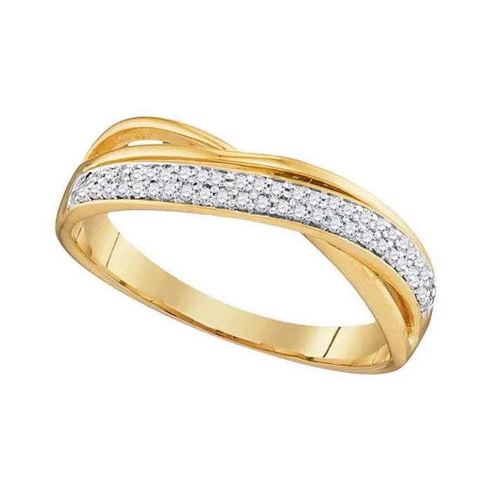 10kt Yellow Gold Womens Round Diamond Crossover Band Ring 18 Cttw mayamila Rings 10kt Yellow Gold Womens Round Diamond Crossover Band Ring 18 Cttw mayamila Rings
