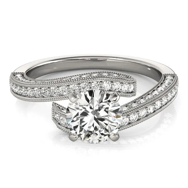 14k White Gold Round Diamond Bypass Style Engagement Ring 1 12 cttw MayaMila Rings