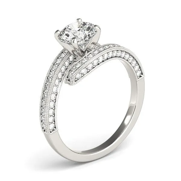 14k White Gold Round Diamond Bypass Style Engagement Ring 1 12 cttw MayaMila Rings