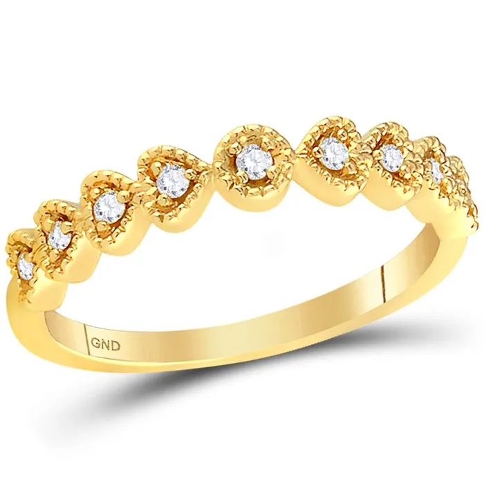 14kt Yellow Gold Womens Round Diamond Heart Stackable Band Ring 110 Cttw mayamila Rings 14kt Yellow Gold Womens Round Diamond Heart Stackable Band Ring 110 Cttw mayamila Rings