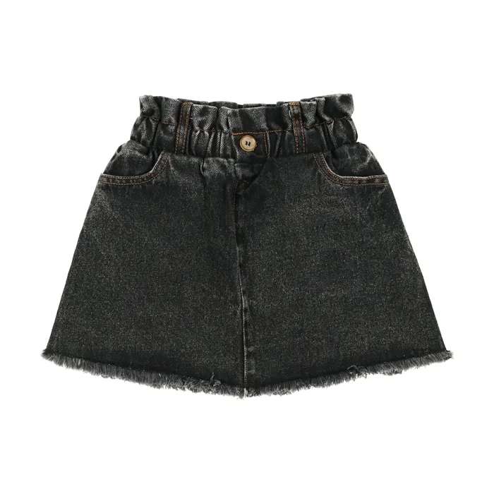 Analogie Rings Analogie Fringe Denim Skirt Structured Black Denim