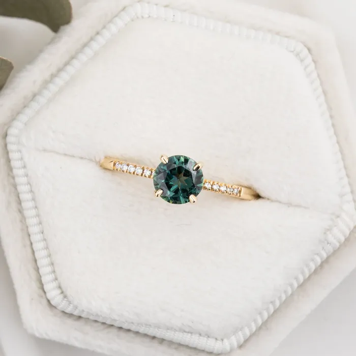Audrey Ring 073ct Teal Blue Queensland Sapphire Envero Jewelry Rings