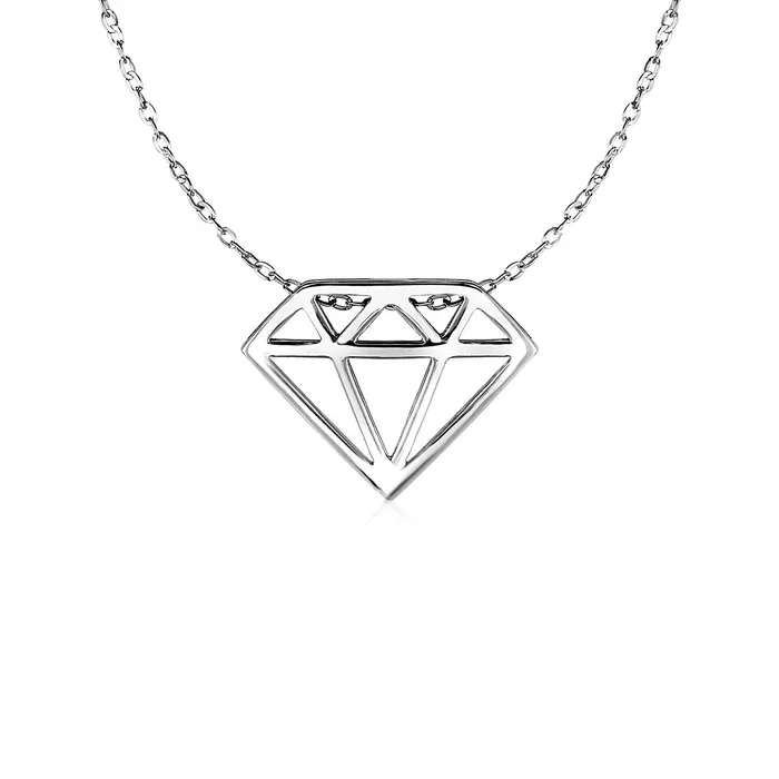 Diamond Symbol Pendant in 14k White Gold MayaMila Necklaces