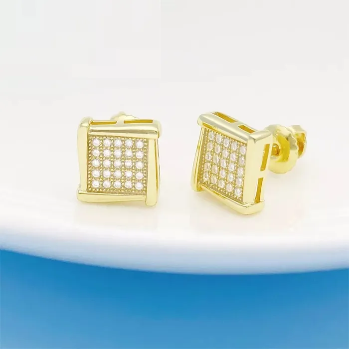 Earrings Mystic Flavia 18 K Gold London Iced MOISSANITE Silver Earrings