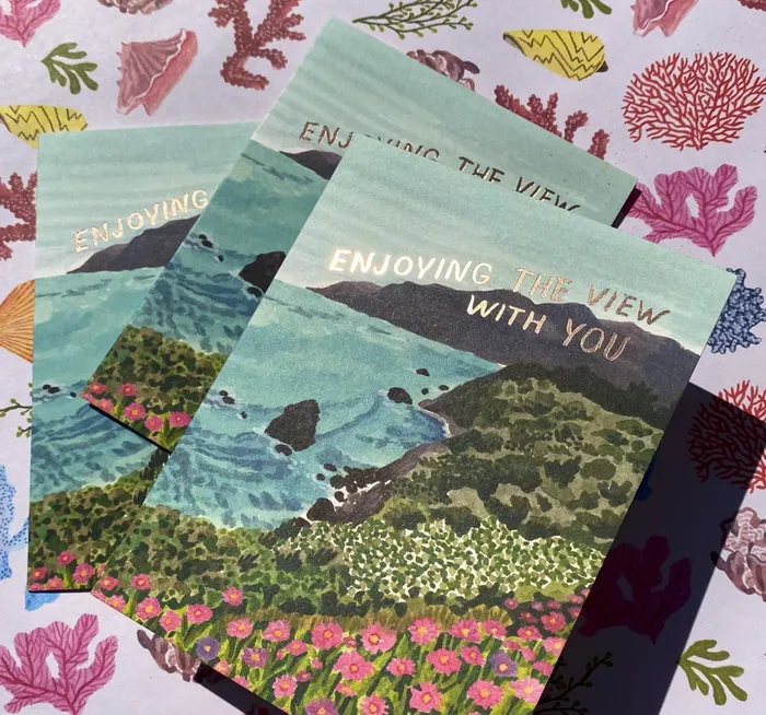 Enjoying the View Card Red Cap Cards Earrings