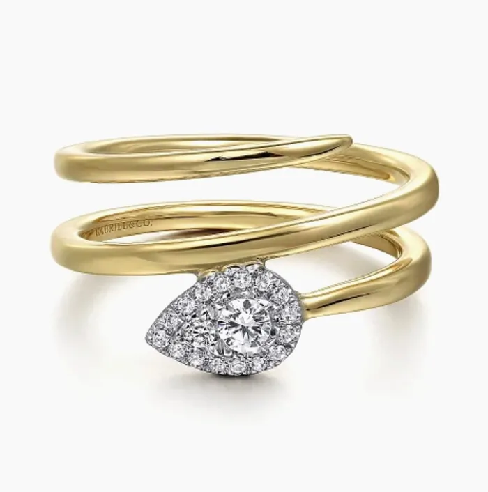 GABRIEL CO Rings GABRIELCo14K White and Yellow Gold Diamond Wrap Ladies Ring LR52576M45JJ GABRIEL CO Rings GABRIELCo14K White and Yellow Gold Diamond Wrap Ladies Ring LR52576M45JJ