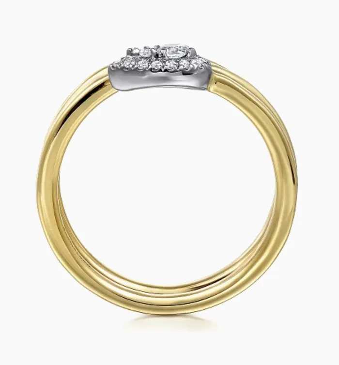 GABRIEL CO Rings GABRIELCo14K White and Yellow Gold Diamond Wrap Ladies Ring LR52576M45JJ