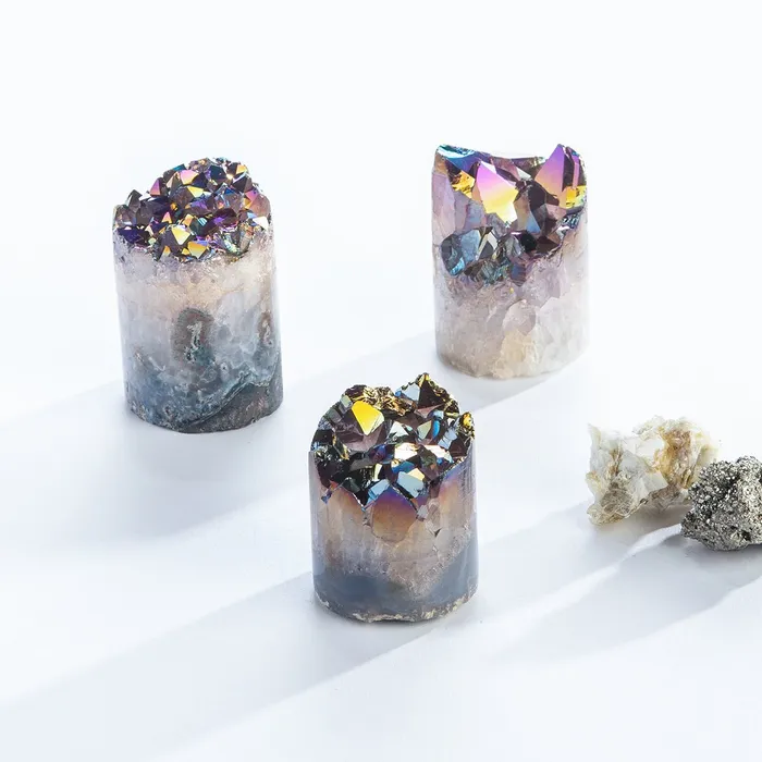 GeoCentral Rainbow Aura Quartz Druze Crystal Cupcakes Earrings