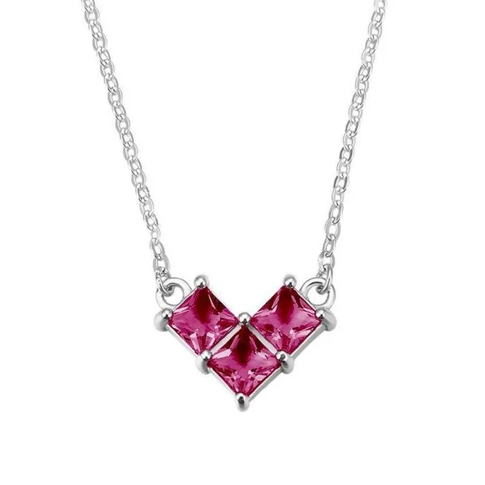 Heart Shape Square Stones Pendant Necklace Shineofidamond Necklaces