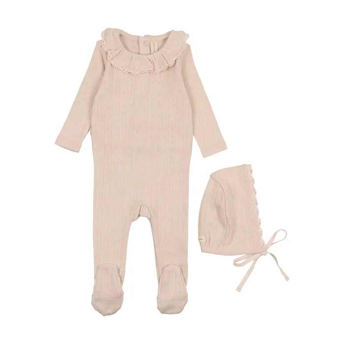Lilette Earrings Lilette Fine Pointelle Ruffle Collar Footie Set Petal Pink
