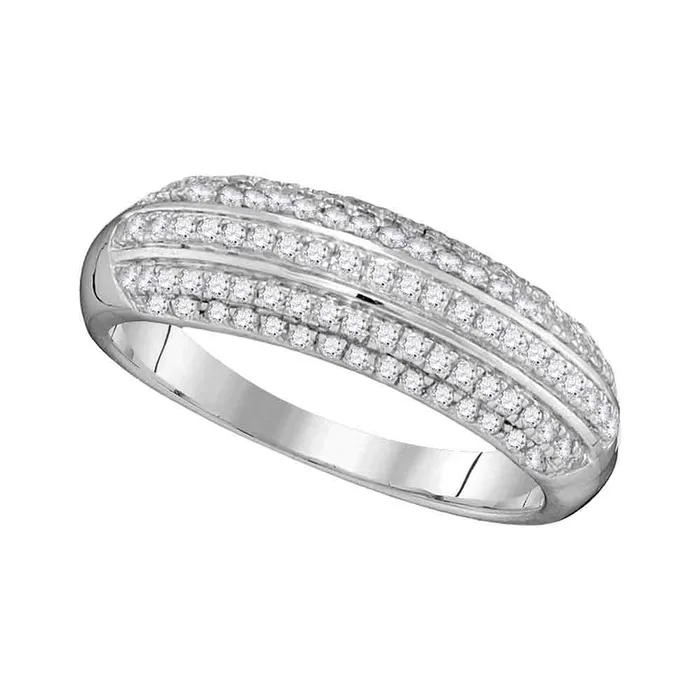 mayamila Rings 10kt White Gold Womens Round Paveset Diamond Striped Band Ring 12 Cttw mayamila Rings 10kt White Gold Womens Round Paveset Diamond Striped Band Ring 12 Cttw