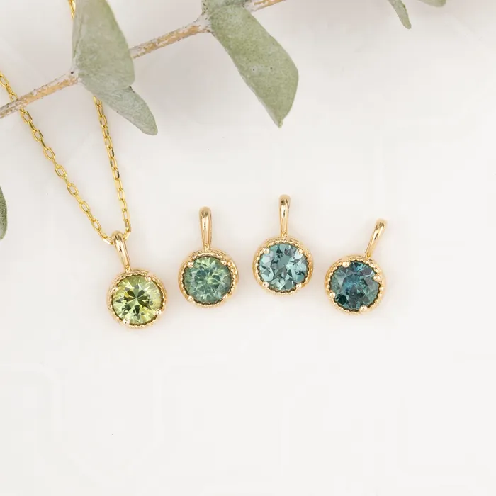 Montana Sapphire Dahlia Round Charm Envero Jewelry Charm Necklaces