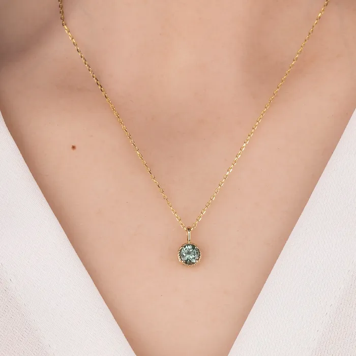 Montana Sapphire Dahlia Round Charm Envero Jewelry Charm Necklaces Montana Sapphire Dahlia Round Charm Envero Jewelry Charm Necklaces