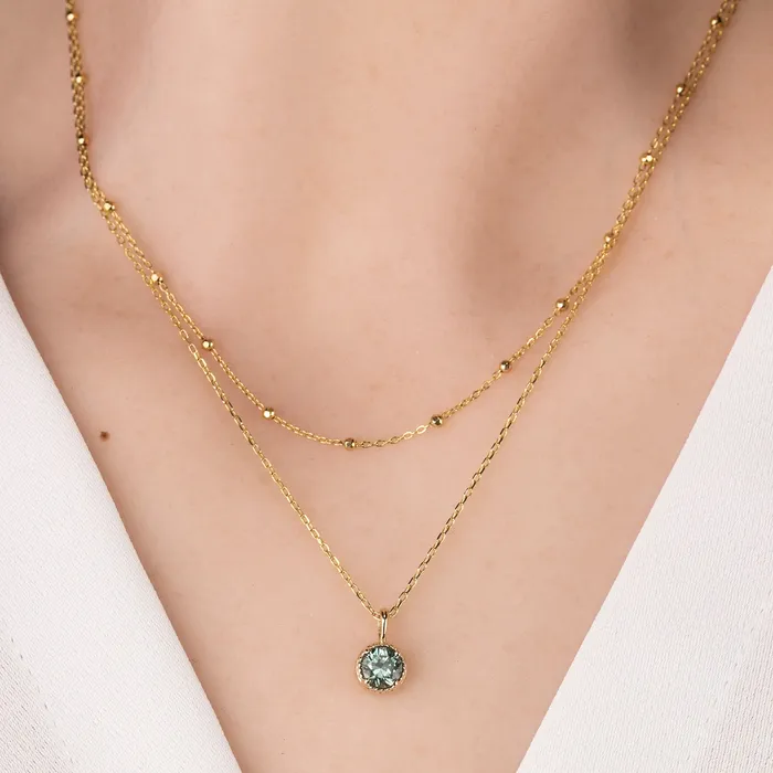 Montana Sapphire Dahlia Round Charm Envero Jewelry Charm Necklaces Montana Sapphire Dahlia Round Charm Envero Jewelry Charm Necklaces
