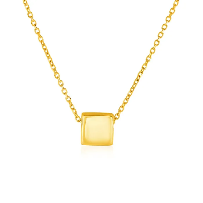 Necklaces 14k Yellow Gold with Shiny Square Pendant MayaMila