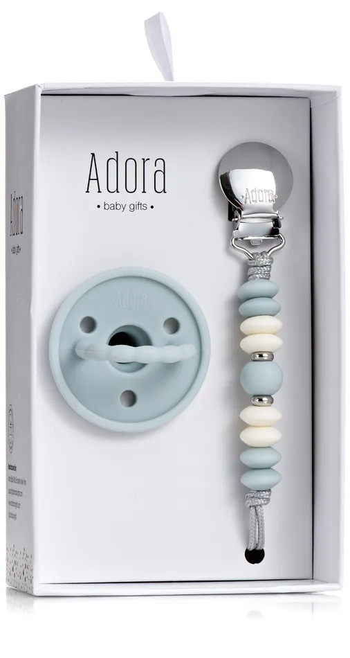 Necklaces Adora Baby Gifts Adora Pacifier and Pacifier Clip Baby Gift Set Sky Vanilla Necklaces Adora Baby Gifts Adora Pacifier and Pacifier Clip Baby Gift Set Sky Vanilla