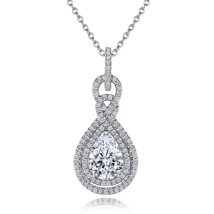 Necklaces Halo Pear Cut Infinity Pendant Necklace Shineofidamond
