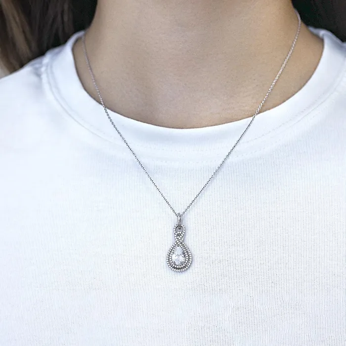 Necklaces Halo Pear Cut Infinity Pendant Necklace Shineofidamond Necklaces Halo Pear Cut Infinity Pendant Necklace Shineofidamond