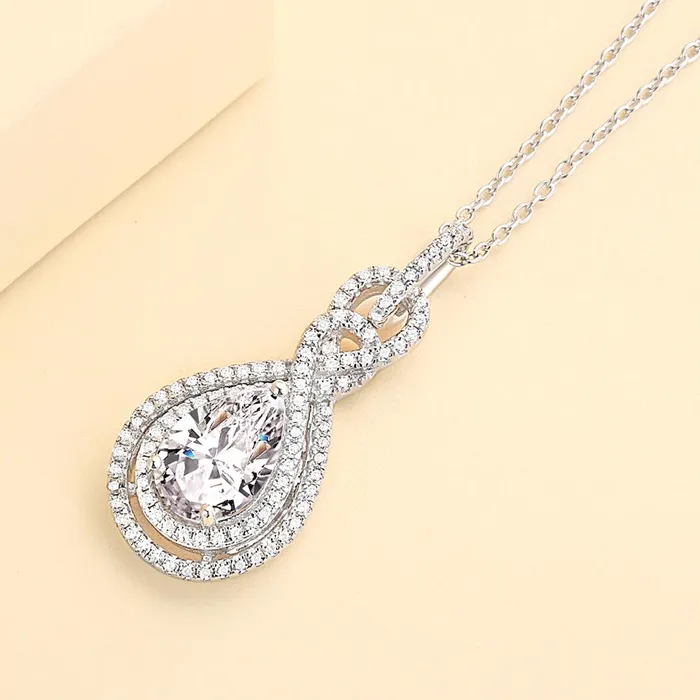 Necklaces Halo Pear Cut Infinity Pendant Necklace Shineofidamond Necklaces Halo Pear Cut Infinity Pendant Necklace Shineofidamond