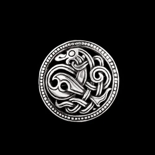 Northan Viking Silver Earrings Viking Dragon Brooch in Jelling Style