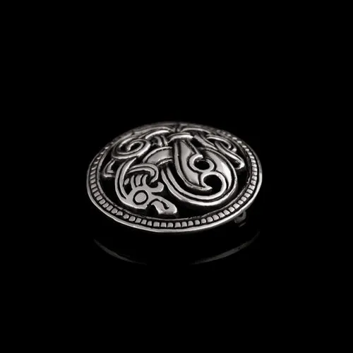 Northan Viking Silver Earrings Viking Dragon Brooch in Jelling Style