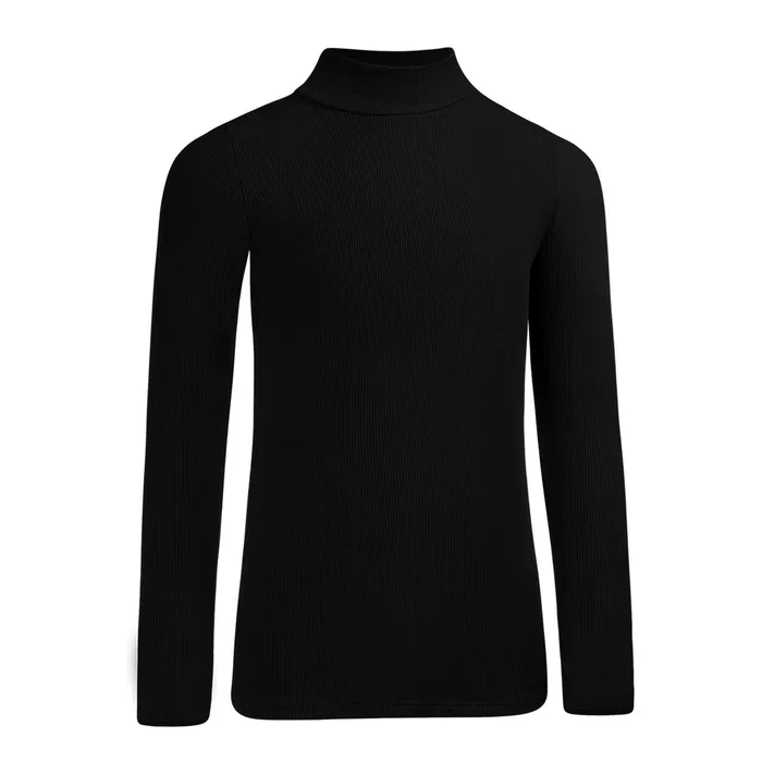 PBJ Girls Ribbed Long Sleeve Mock Turtleneck Black Pea Bee Jae Rings