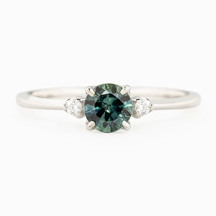 Rings Envero Jewelry Sofia Ring 5mm 070ct Teal Blue Green Round Queensland Sapphire 14k White Gold