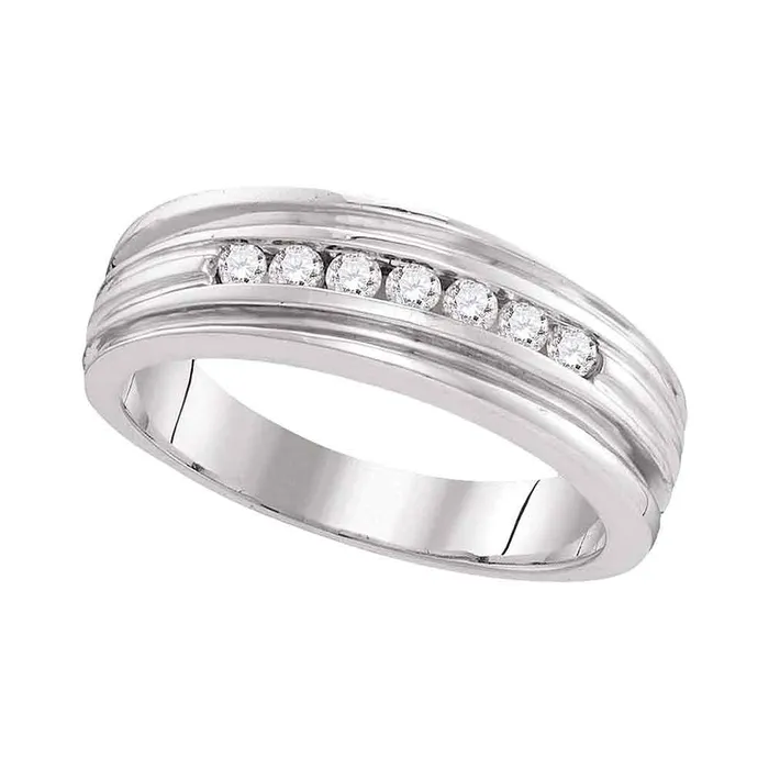 Rings mayamila 10kt White Gold Mens Round Diamond Ridged Edges Wedding Anniversary Band Ring 14 Cttw Rings mayamila 10kt White Gold Mens Round Diamond Ridged Edges Wedding Anniversary Band Ring 14 Cttw