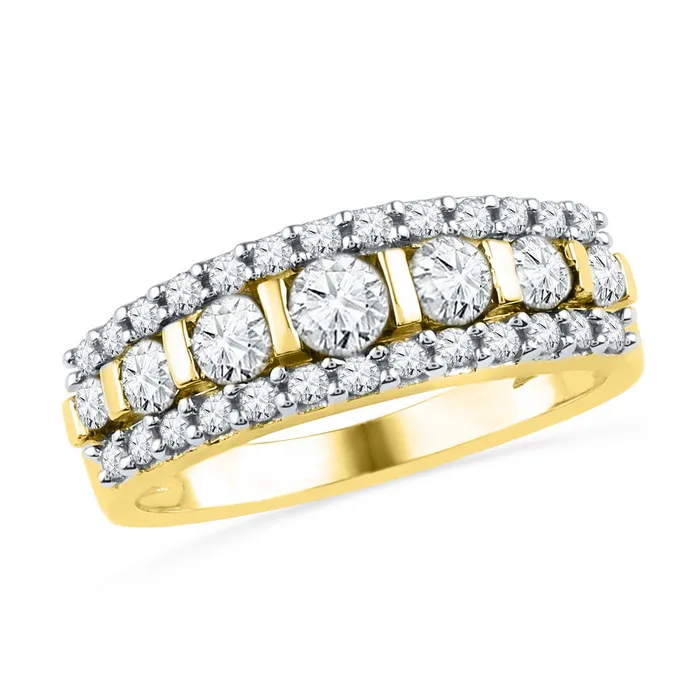 Rings mayamila 10kt Yellow Gold Womens Round Channelset Diamond Striped Band Ring 100 Cttw Rings mayamila 10kt Yellow Gold Womens Round Channelset Diamond Striped Band Ring 100 Cttw