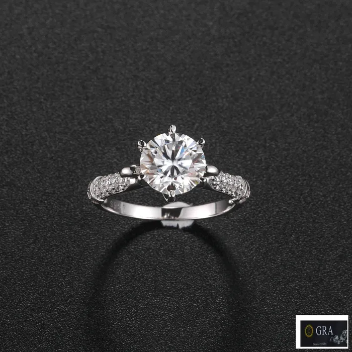 Rings Mystic Flavia Sophie au Dazzle Solitaire MOISSANITE Silver Ring