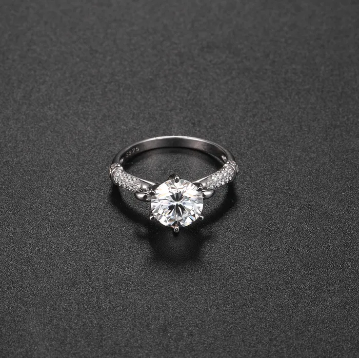 Rings Mystic Flavia Sophie au Dazzle Solitaire MOISSANITE Silver Ring