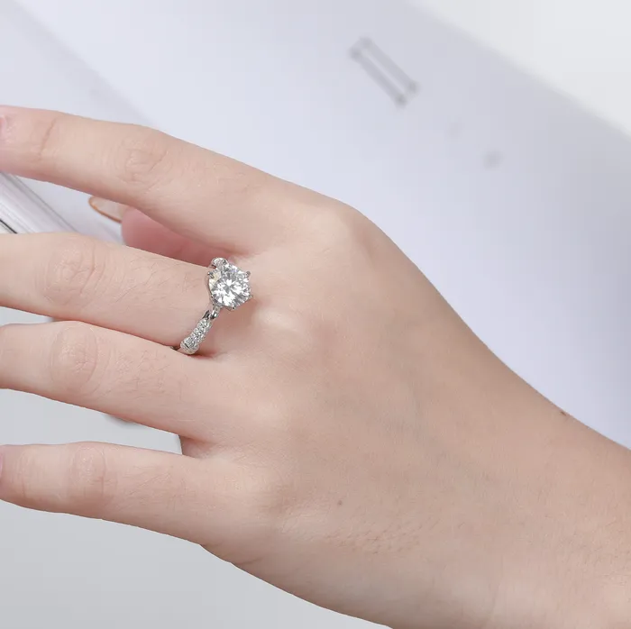 Rings Mystic Flavia Sophie au Dazzle Solitaire MOISSANITE Silver Ring