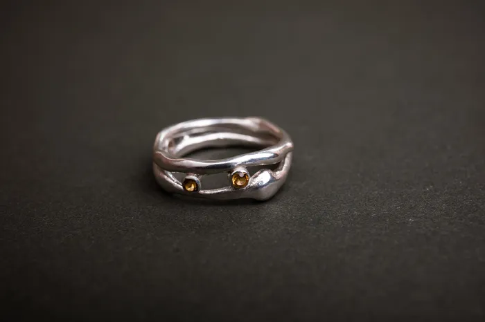 Rings Organic silver citrine double band Seanna Poirier
