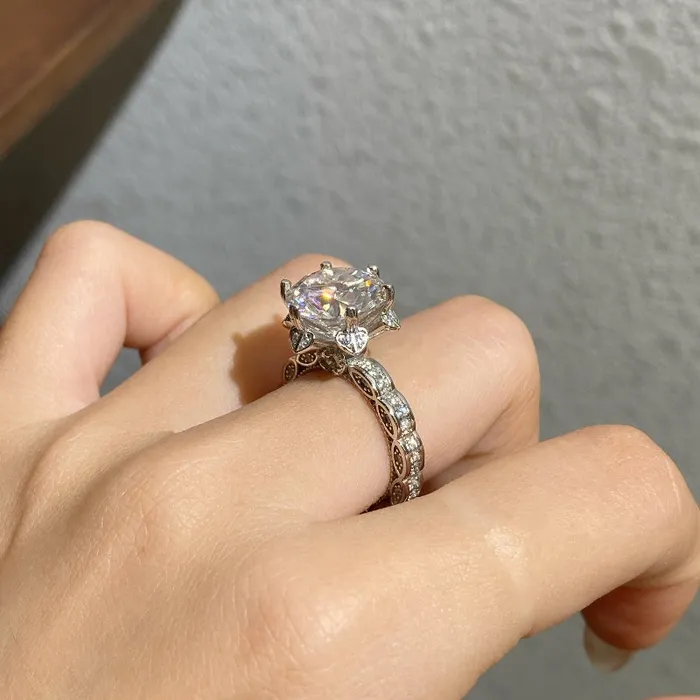 Rings shineofdiamond Luxury 5CT Moissanite Blossom Ring in Sterling Silver Elegant Proposal Jewelry