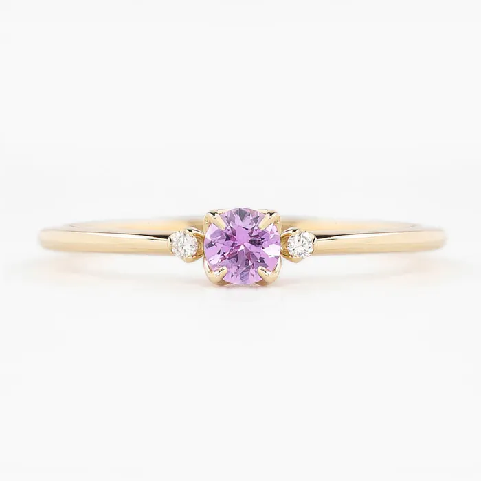 Sofia Ring 4mm 035ct Pink Umba Sapphire 14K Yellow Gold Envero Jewelry Rings