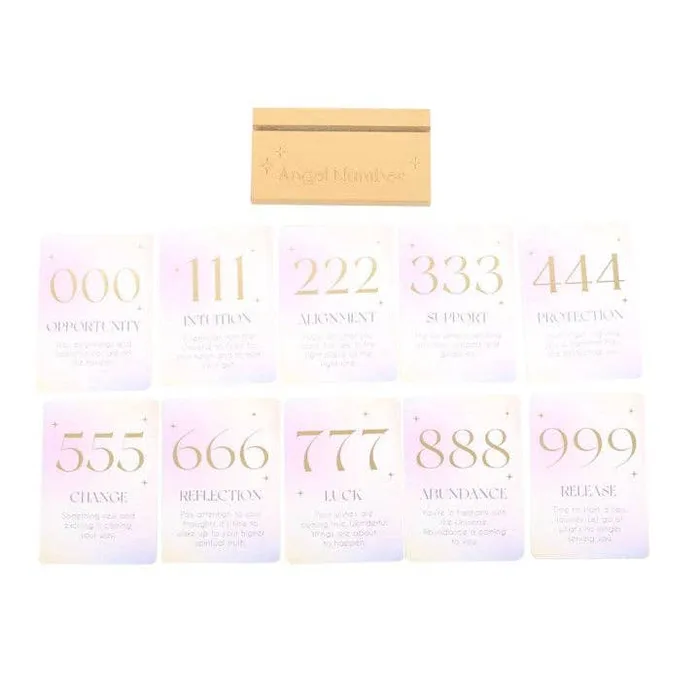 Something Different Wholesale Necklaces Angel Number Affirmation Cards with Wooden Stand