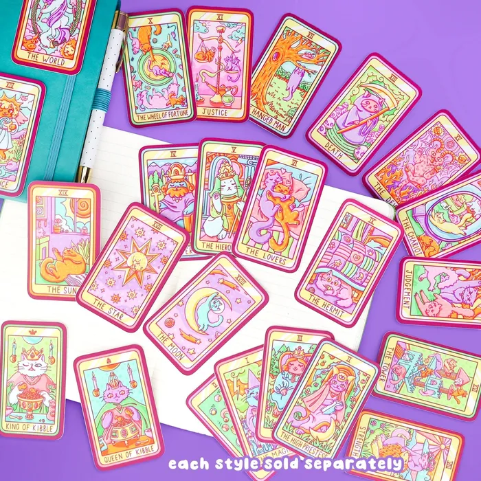 Turtles Soup Necklaces Judgement Cat Major Arcana Tarot Card Vinyl Sticker