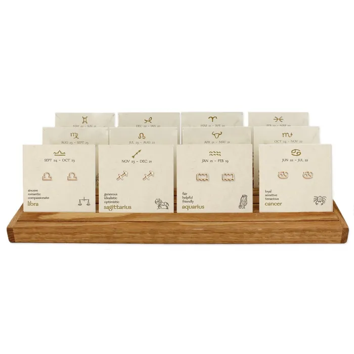 ZAD PreStyled Sets Aquarius Zodiac Sign Gold Stud Earrings