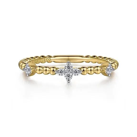 14K Yellow Gold Diamond Station Bujukan Stackable Ring GABRIEL CO Rings