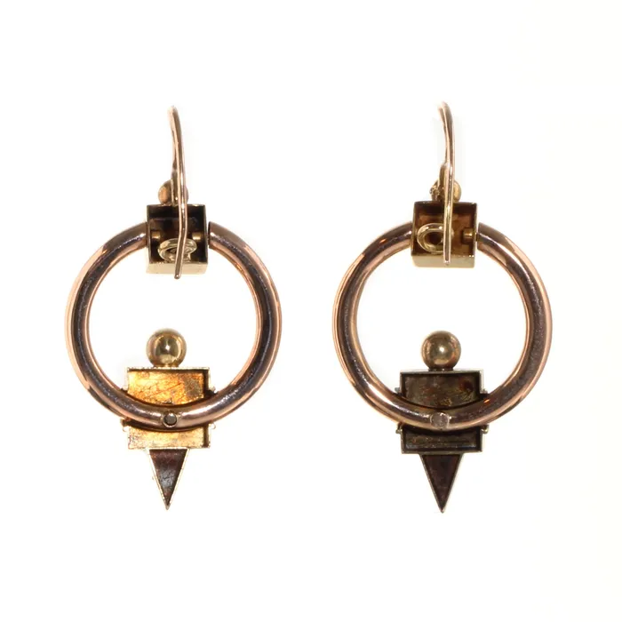 Bell Bird Antiques Earrings Victorian Era Rose Gold Hoop Earrings