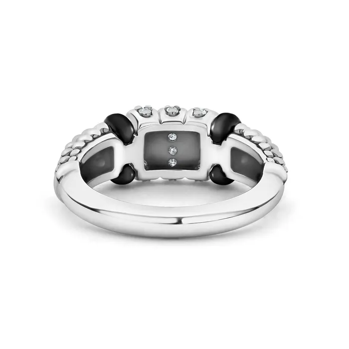 Black Caviar Three Station Diamond Ceramic Caviar Ring LAGOS Rings