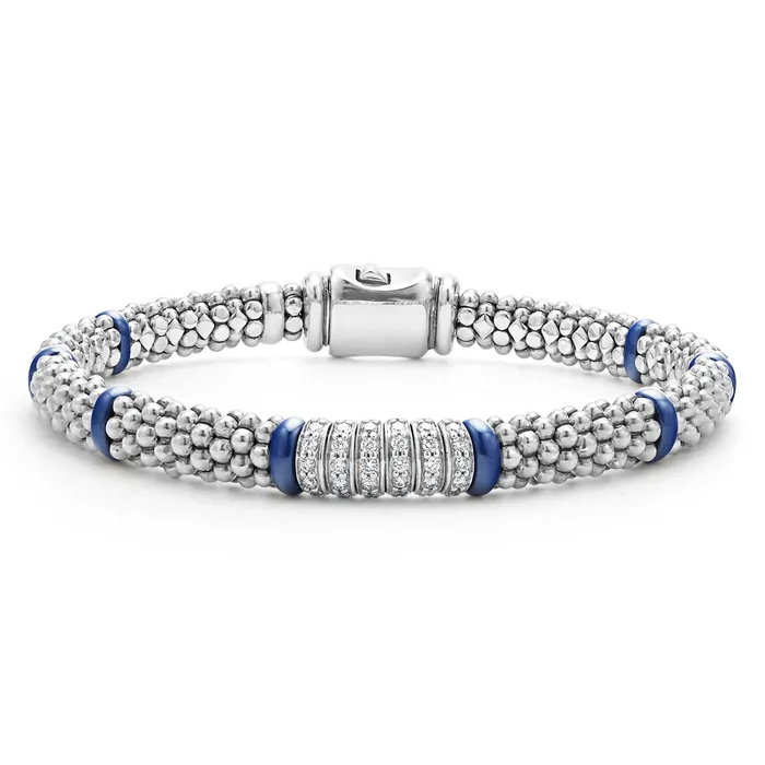 Bracelets Blue Caviar Six Station Diamond Caviar Bracelet 6mm LAGOS
