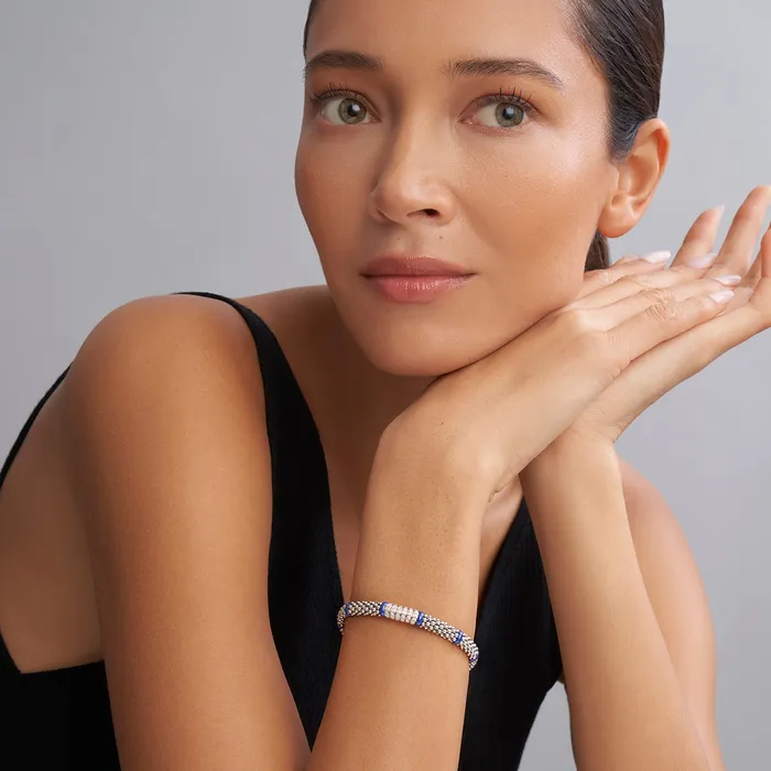 Bracelets Blue Caviar Six Station Diamond Caviar Bracelet 6mm LAGOS
