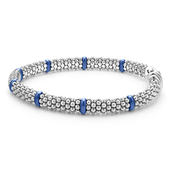 Bracelets Blue Caviar Six Station Diamond Caviar Bracelet 6mm LAGOS
