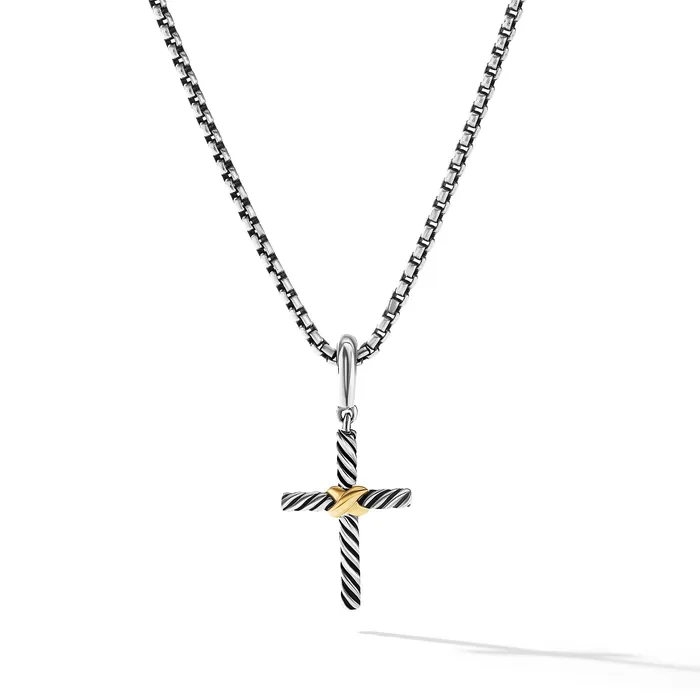 David Yurman Necklaces Petite X Cross Pendant in Sterling Silver with 18K Yellow Gold 23mm David Yurman Necklaces Petite X Cross Pendant in Sterling Silver with 18K Yellow Gold 23mm