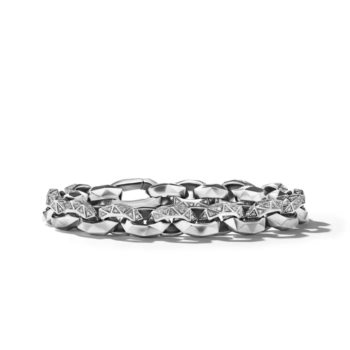 David Yurman Torqued Faceted Link Bracelet in Sterling Silver with Diamonds 116mm Bracelets David Yurman Torqued Faceted Link Bracelet in Sterling Silver with Diamonds 116mm Bracelets