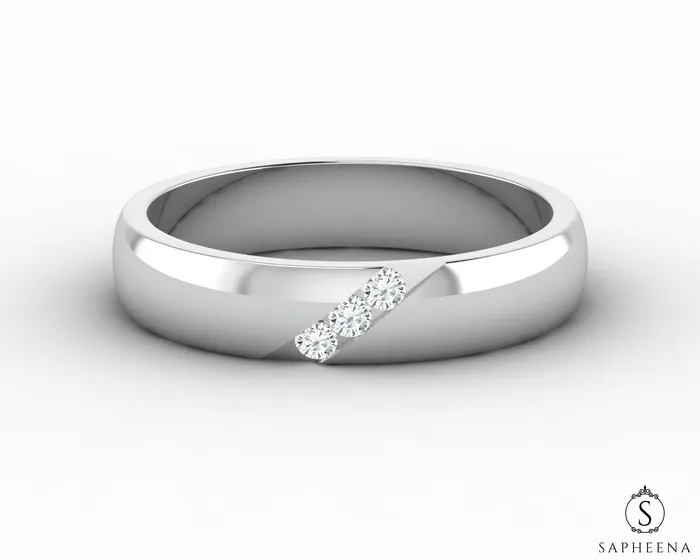Diametro 4mm Channel Set Mens Wedding Band Sapheena Jewelry Rings
